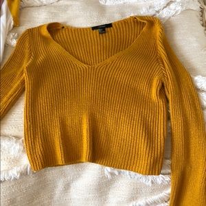 Mustard yellow bell sleeve knit sweater